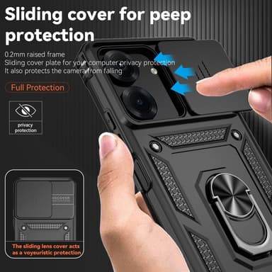 SKALO Xiaomi Redmi 13C 4G Armor Hybrid Metallring Kameraslider - Svart