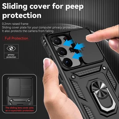 SKALO Samsung S23 Ultra Armor Hybrid Metallring Kameraslider - Svart