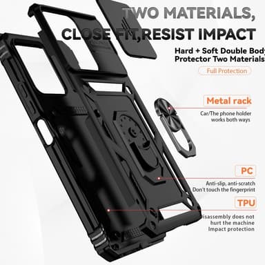 SKALO Xiaomi Redmi 13C 4G Armor Hybrid Metallring Kameraslider - Svart