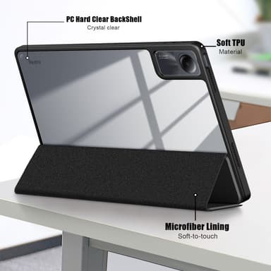 SKALO Xiaomi Redmi Pad SE Trifold Fodral med Transparent Baksida - Svart