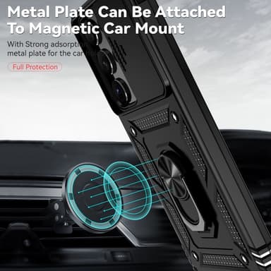 SKALO Samsung S23 Ultra Armor Hybrid Metallring Kameraslider - Svart