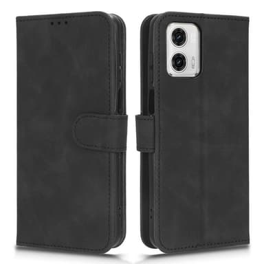 SKALO Motorola Moto G73 5G Matt PU-Läder Plånboksfodral - Svart
