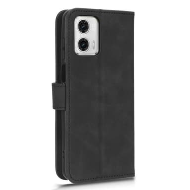 SKALO Motorola Moto G73 5G Matt PU-Läder Plånboksfodral - Svart
