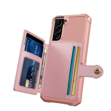 SKALO Samsung S22 Stöttåligt Skal med Plånbok - Rosa