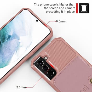 SKALO Samsung S22 Stöttåligt Skal med Plånbok - Rosa