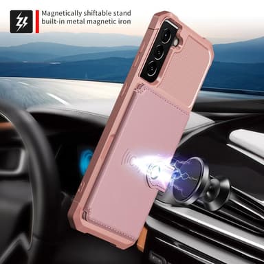 SKALO Samsung S22 Stöttåligt Skal med Plånbok - Rosa