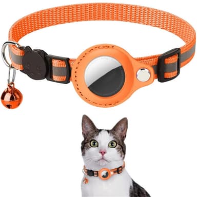 SKALO Katthalsband AirTag Hållare och Bjällra - Orange