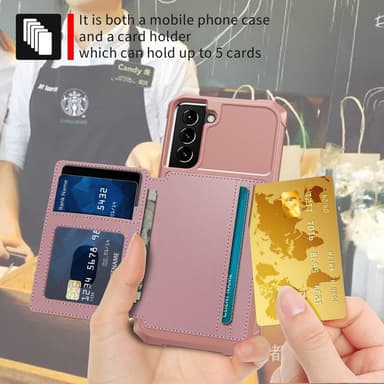 SKALO Samsung S22 Stöttåligt Skal med Plånbok - Rosa
