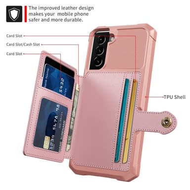 SKALO Samsung S22 Stöttåligt Skal med Plånbok - Rosa