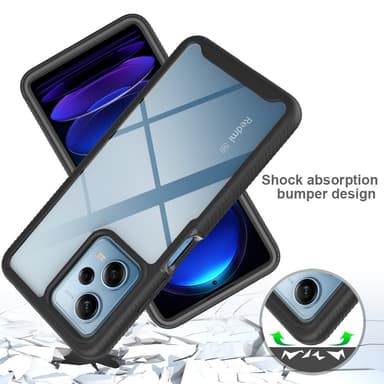 SKALO Xiaomi Redmi Note 12 Pro 5G Shockproof Clear Hybrid Skal + Skärmskydd - Svart