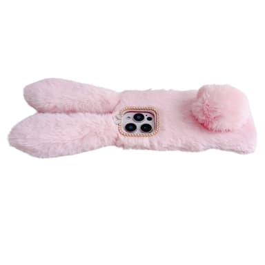 SKALO iPhone 16 Pro 3D Soft Furry Bunny Ears Skal - Grå