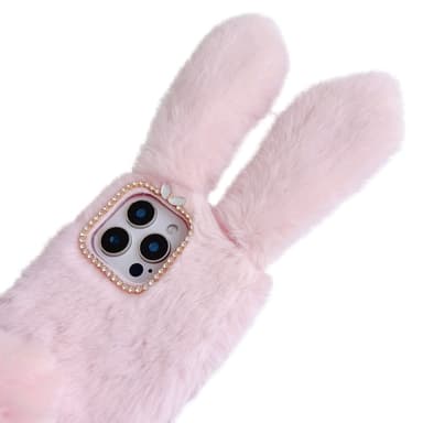 SKALO iPhone 16 Pro 3D Soft Furry Bunny Ears Skal - Grå