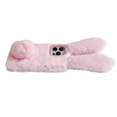 SKALO iPhone 16 Pro 3D Soft Furry Bunny Ears Skal - Grå