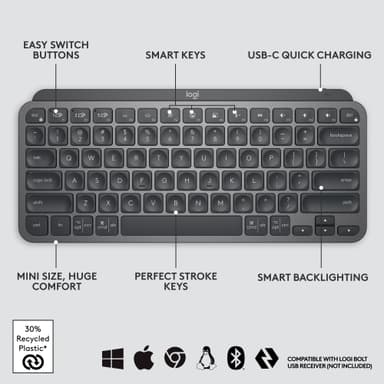 Logitech MX Keys Mini trådlöst tangentbord (grafit)
