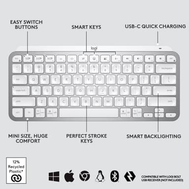 Logitech MX Keys Mini trådlöst tangentbord (grått)