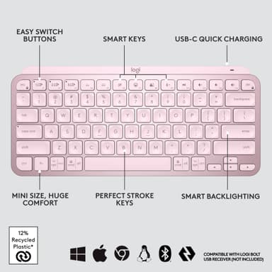 Logitech MX Keys Mini trådlöst tangentbord (rosé)