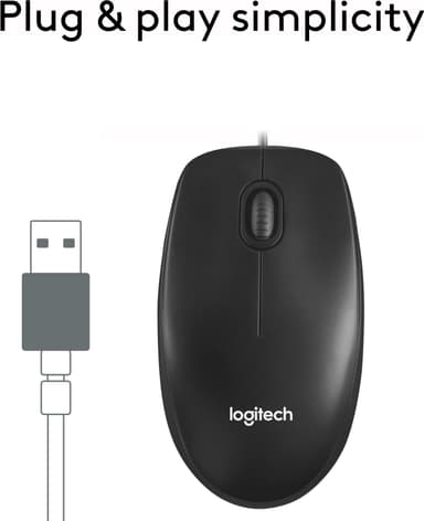 Logitech M100 trådbunden mus (svart)
