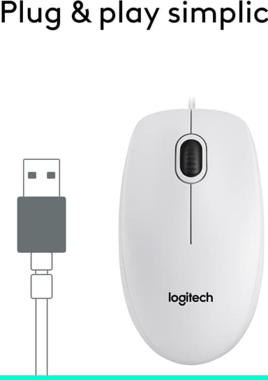 Logitech M100 trådbunden mus (vit)
