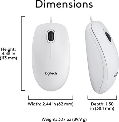 Logitech M100 trådbunden mus (vit)