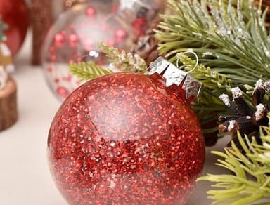 Julgranskulor 30st, Glitter Röd