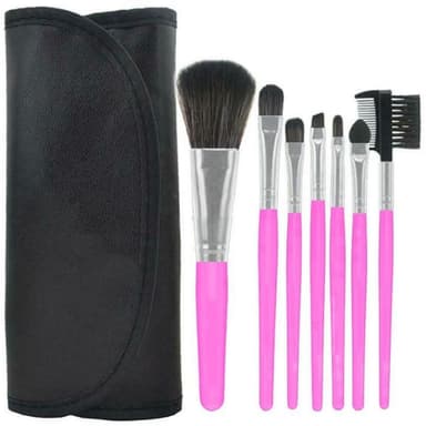 Professionella skonsamma sminkborstar, 7-pack, rosa