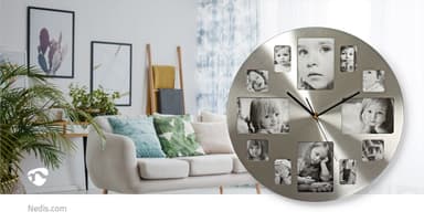 Nedis Väggklocka | Diameter: 400 mm | Metall | Silver