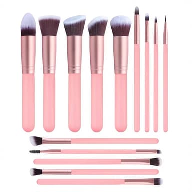 Set med 14st Sminkborstar, Rosa