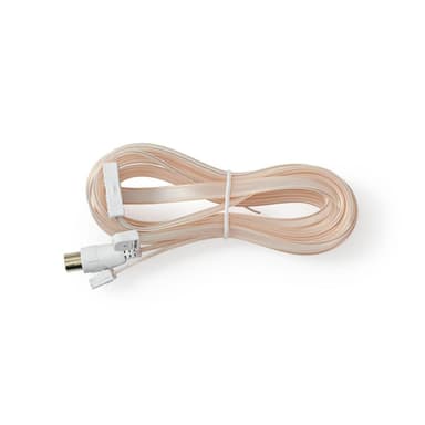 Nedis Koaxialkabel | IEC (Koax) Hane | Open | Nickelplaterad | 50 Ohm | Oskyddad | 1.90 m | Platt | PVC | Vit | Låda