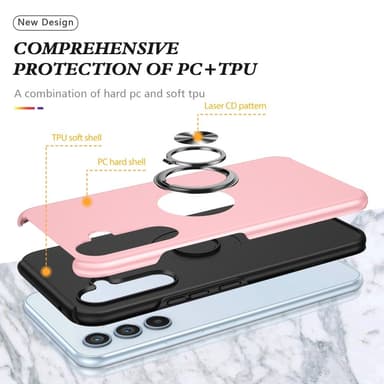 Samsung Galaxy A35 Hybrid skal med Finger Ring - Rosa