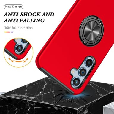 Samsung Galaxy A55 Hybrid skal med Finger Ring - Röd