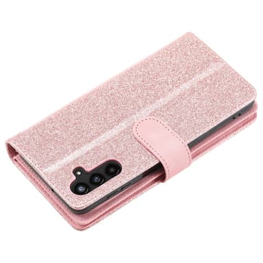 För Samsung Galaxy S24 FE Fodral med Dragkedja och 9 Kortplatser – RoseGold