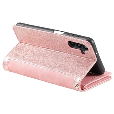 För Samsung Galaxy S24 FE Fodral med Dragkedja och 9 Kortplatser – RoseGold