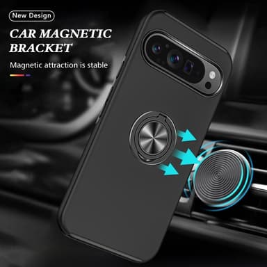 Till Pixel 9 Pro XL Hybrid skal med Finger Ring - Svart