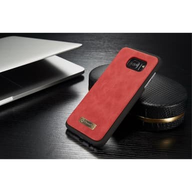 CASEME Samsung Galaxy S7 Edge Retro läder plånboksfodral Röd