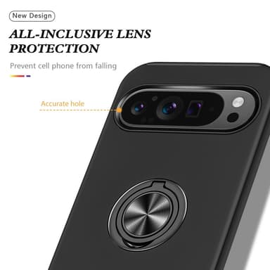 Till Pixel 9 Pro XL Hybrid skal med Finger Ring - Svart