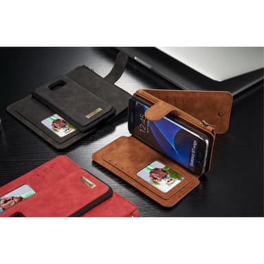 CASEME Samsung Galaxy S7 Edge Retro läder plånboksfodral Röd
