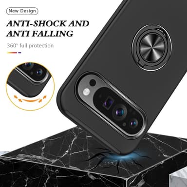 Till Pixel 9 Pro XL Hybrid skal med Finger Ring - Svart