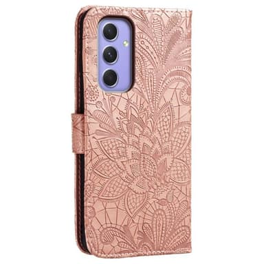 Till Samsung Galaxy A16 5G / A16 4G fodral i PU-läder med Blommönster - Roséguld