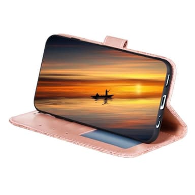 Till Samsung Galaxy A16 5G / A16 4G fodral i PU-läder med Blommönster - Roséguld