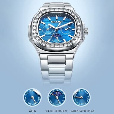 SKMEI Klocka Business Men Quartz Watch Zircon Fashion Armbandsur - Silver + Svart