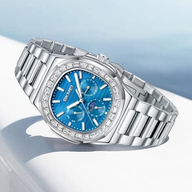 SKMEI Klocka Business Men Quartz Watch Zircon Fashion Armbandsur - Silver + Svart