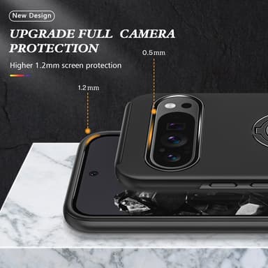 Till Pixel 9 / Pixel 9 Pro Hybrid skal med Finger Ring - Svart
