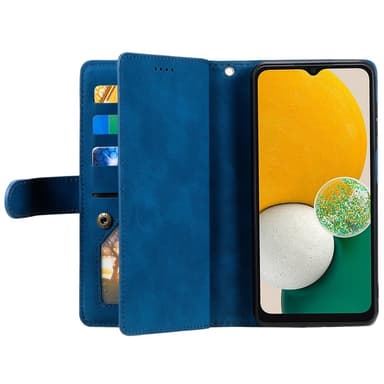 För Samsung Galaxy S24 FE Fodral med Dragkedja och 9 Kortplatser i PU-läder – Blå