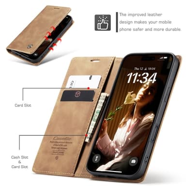 CASEME Plånboksfodral iPhone 16 - Brun
