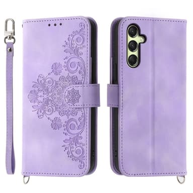 Till Samsung Galaxy A16 5G / A16 4G Fodral med Blommönster Plånboksfodral - Lila