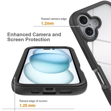Fodral Skal för iPhone 16 PC+TPU Klart telefonskal med PET-skärmfilm