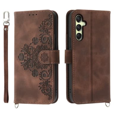 Till Samsung Galaxy A16 5G / A16 4G Fodral med Blommönster Plånboksfodral - Brun