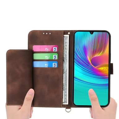 Till Samsung Galaxy A16 5G / A16 4G Fodral med Blommönster Plånboksfodral - Brun