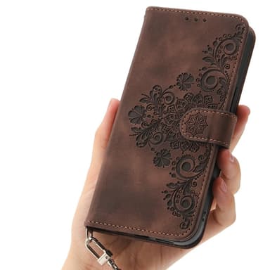 Till Samsung Galaxy A16 5G / A16 4G Fodral med Blommönster Plånboksfodral - Brun