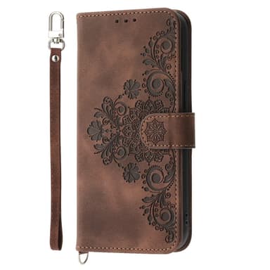 Till Samsung Galaxy A16 5G / A16 4G Fodral med Blommönster Plånboksfodral - Brun